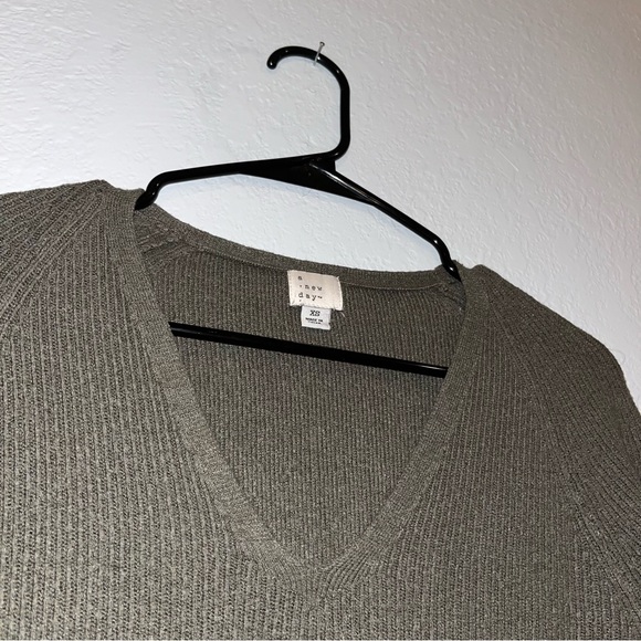 A New Day Target Dark Green Tunic Ribbed Sweater Dress - Picture 3 of 5
